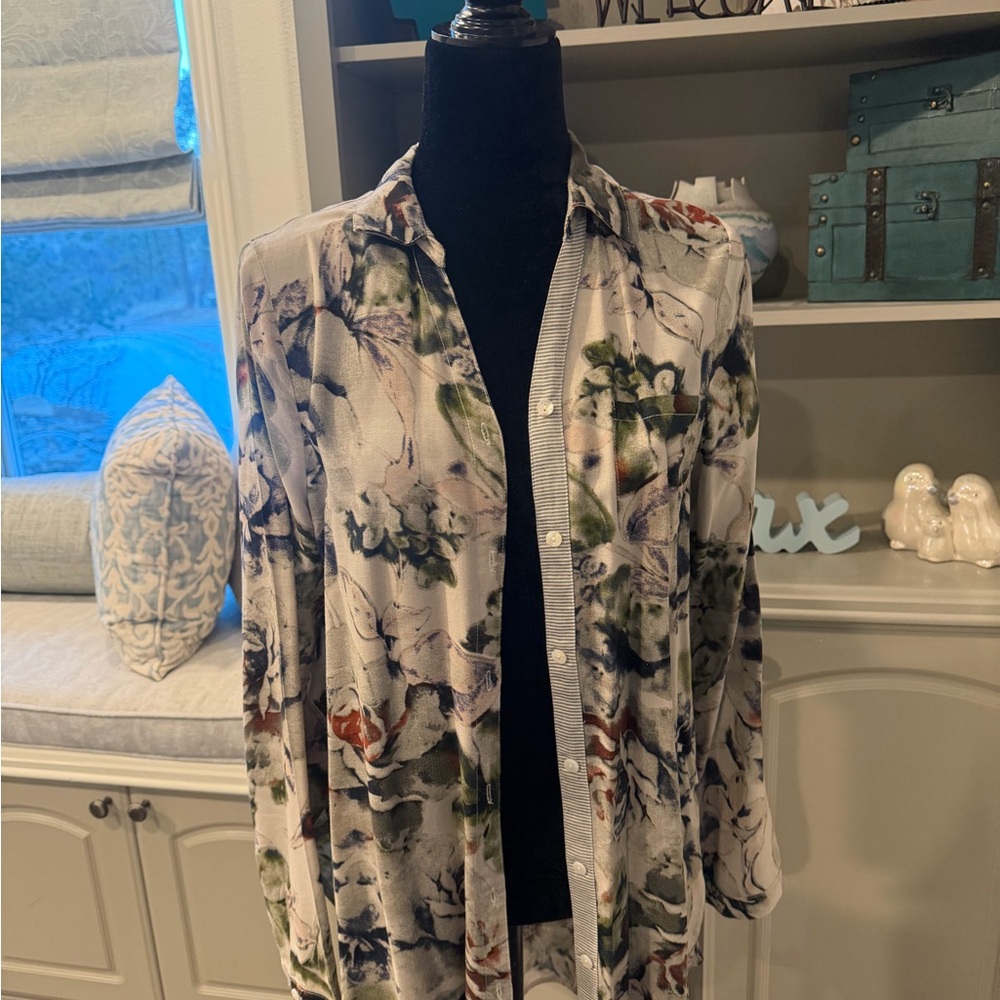 Floral Button-Up Shirt Jacket